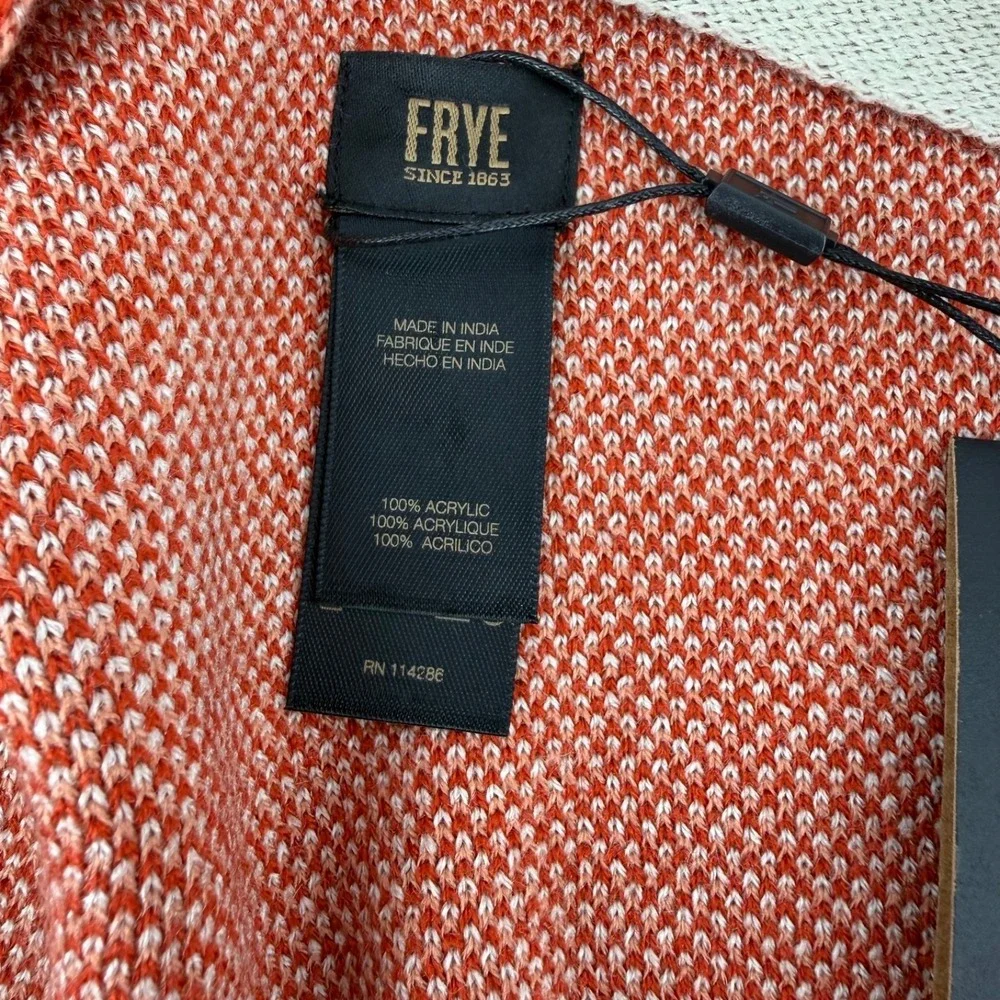 Frye Ruana Shawl Poncho One Size Apricot Colorblock Fringe NWT with flaw